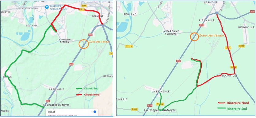 Déviations prévues lors de la fermeture de l'axe